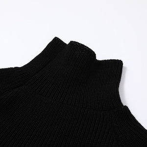 Puff Sleeve Pressed Turtleneck Sweater