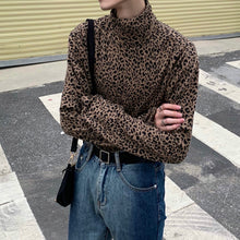 Load image into Gallery viewer, Men's Leopard Print Turtleneck T-shirt