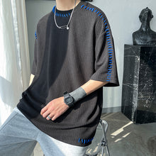 Load image into Gallery viewer, Contrast Stitching Crew Neck 3/4 Sleeves Top