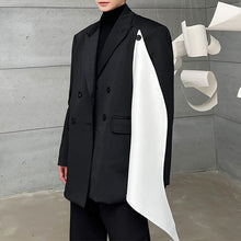 Load image into Gallery viewer, Black and White Paneled Shoulder Pad Lapel Blazer