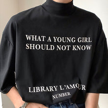 Load image into Gallery viewer, Half Turtleneck Printed Short Sleeve T-Shirt