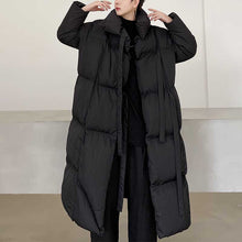 Load image into Gallery viewer, Dark Stand Collar Tie Long Thickened Coat