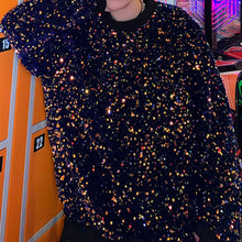 Load image into Gallery viewer, Sequined Round Neck Loose Sweatshirt