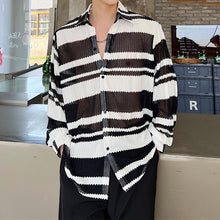 Load image into Gallery viewer, Thin Color Contrast Stripe Hollow Shirt