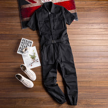 Load image into Gallery viewer, Retro Casual Multi-Pocket Short Sleeve Jumpsuits
