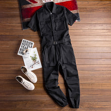 Load image into Gallery viewer, Retro Casual Multi-Pocket Short Sleeve Jumpsuits