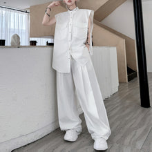 Load image into Gallery viewer, Stand Collar Sleeveless Shirt Casual Trousers Two-piece Suit
