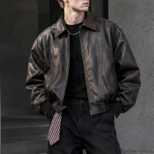 Load image into Gallery viewer, Leather Retro Loose-fitting Lapel Jacket
