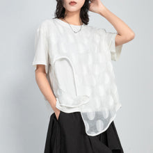 Load image into Gallery viewer, Asymmetric Round Neck Loose Fake Two-piece T-shirt

