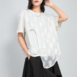 Asymmetric Round Neck Loose Fake Two-piece T-shirt