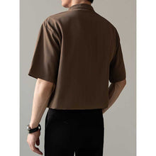 Load image into Gallery viewer, Loose Stand Collar Ice Silk Texture Casual Shirt
