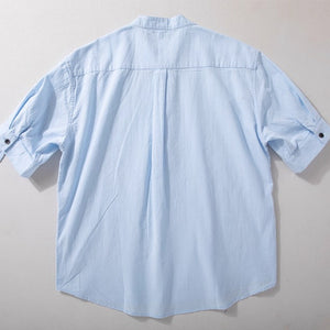 Stand Collar Casual Short Sleeve Shirt