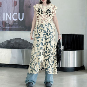 French Retro Hollow Lace Cover-up Dress