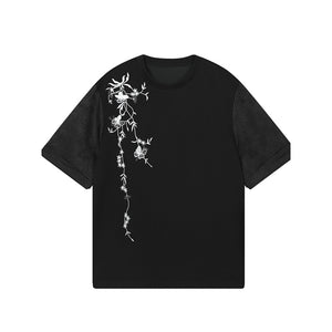 Embroidered Crew Neck Loose Short Sleeve T-shirt