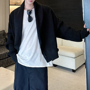 Lapel Button-down Knitted Sweater Coat