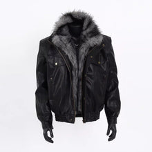 Load image into Gallery viewer, Fur Collar PU Leather MotorcycleJacket
