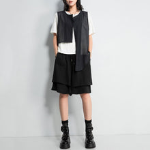 Load image into Gallery viewer, Round Neck Irregular Cotton and Linen Slit Vest
