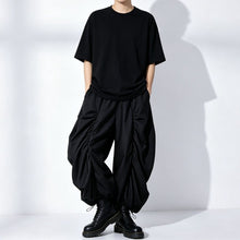 Load image into Gallery viewer, Japanese Asymmetric Pleated High-waist Drawstring Wide-leg Pants
