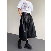 Load image into Gallery viewer, PU Leather Pleated Loose Wide-leg Cropped Trousers
