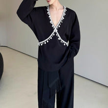 Load image into Gallery viewer, French V-neck Beaded Loose Shirt
