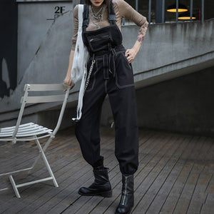 Technical Black Topstitch Jumpsuit