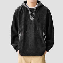 Load image into Gallery viewer, Retro Corduroy Color-blocked Hoodie Sweatshirt
