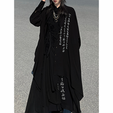 Load image into Gallery viewer, Asymmetric Hem Calligraphy Print Oversized Shirt
