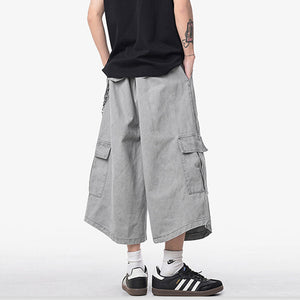 Loose Straight Wide-leg Casual Cropped Trousers