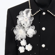 Load image into Gallery viewer, 3D Floral Beaded Shoulder-padded Jacket
