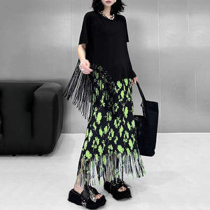Heavy Tassel Round Neck Loose T-Shirt