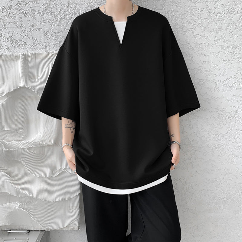 Fake Two-piece V-neck T-shirt