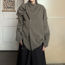 Load image into Gallery viewer, Irregular Patchwork Neck Scarf Long-sleeved Shirt
