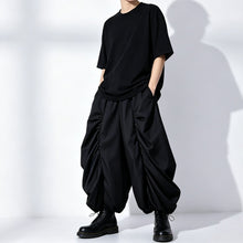 Load image into Gallery viewer, Japanese Asymmetric Pleated High-waist Drawstring Wide-leg Pants
