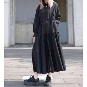 Black Loose Long-sleeved Dress