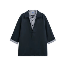 Load image into Gallery viewer, Japanese Plaid Paneled Layered Three Quarter Sleeve Cargo Shirt
