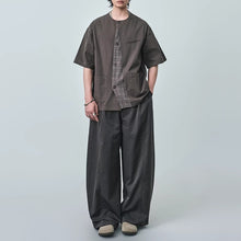 Load image into Gallery viewer, Japanese Retro Patchwork Collarless Shirt
