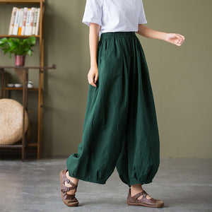 Cotton And Linen Loose Wide-leg Casual Big Bloomers