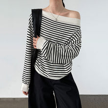 Load image into Gallery viewer, Striped Off-shoulder Wool Sweater
