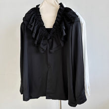 Load image into Gallery viewer, Padded Shoulder Ruffle Collar Loose Drape Shirt
