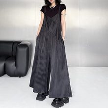 Load image into Gallery viewer, Loose Casual Stitching Striped Wide-leg Overalls
