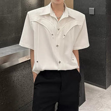 Load image into Gallery viewer, Metal Buckle Deconstructed Padded Shoulder Short Sleeve
