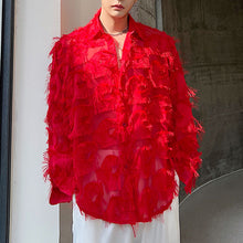 Load image into Gallery viewer, Red Raw Fringe Shirt
