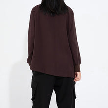 Load image into Gallery viewer, High-neck Side-zip Irregular Loose Top
