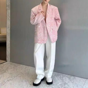 Velvet Sequined Shoulder Pad Loose Casual Blazer
