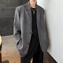 Load image into Gallery viewer, Distressed Textured Shoulder-padded Suit Jacket
