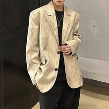 Load image into Gallery viewer, Distressed Textured Shoulder-padded Suit Jacket
