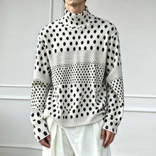 Load image into Gallery viewer, Ink-wash Polka Dot Turtleneck Pleated Base Layer Top
