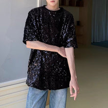 Load image into Gallery viewer, Diamond-patterned Sequined Stage T-shirt
