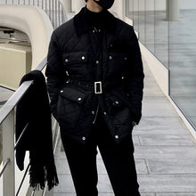 Load image into Gallery viewer, 3D Pocket Diamond-patterned Collar Cotton Coat
