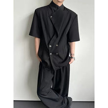 Load image into Gallery viewer, Asymmetrical Shoulder Pad Design Short-Sleeve Shirt
